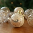 thumbnail image 5 of 6PCS Christmas Tree Ornaments, Clear Glass Baubles with Gold Mesh & Star Designs, Elegant Holiday Hanging Decorations, Festive Tree & Wedding Decor, 5 of 6