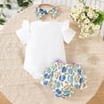 thumbnail image 5 of Coerni New Born Baby Girl Easter Outfit Bunny Clothes Romper+Bloomers Tutu Skirt+Headband Set First Princess Outfit Vintage Clothing, 5 of 9