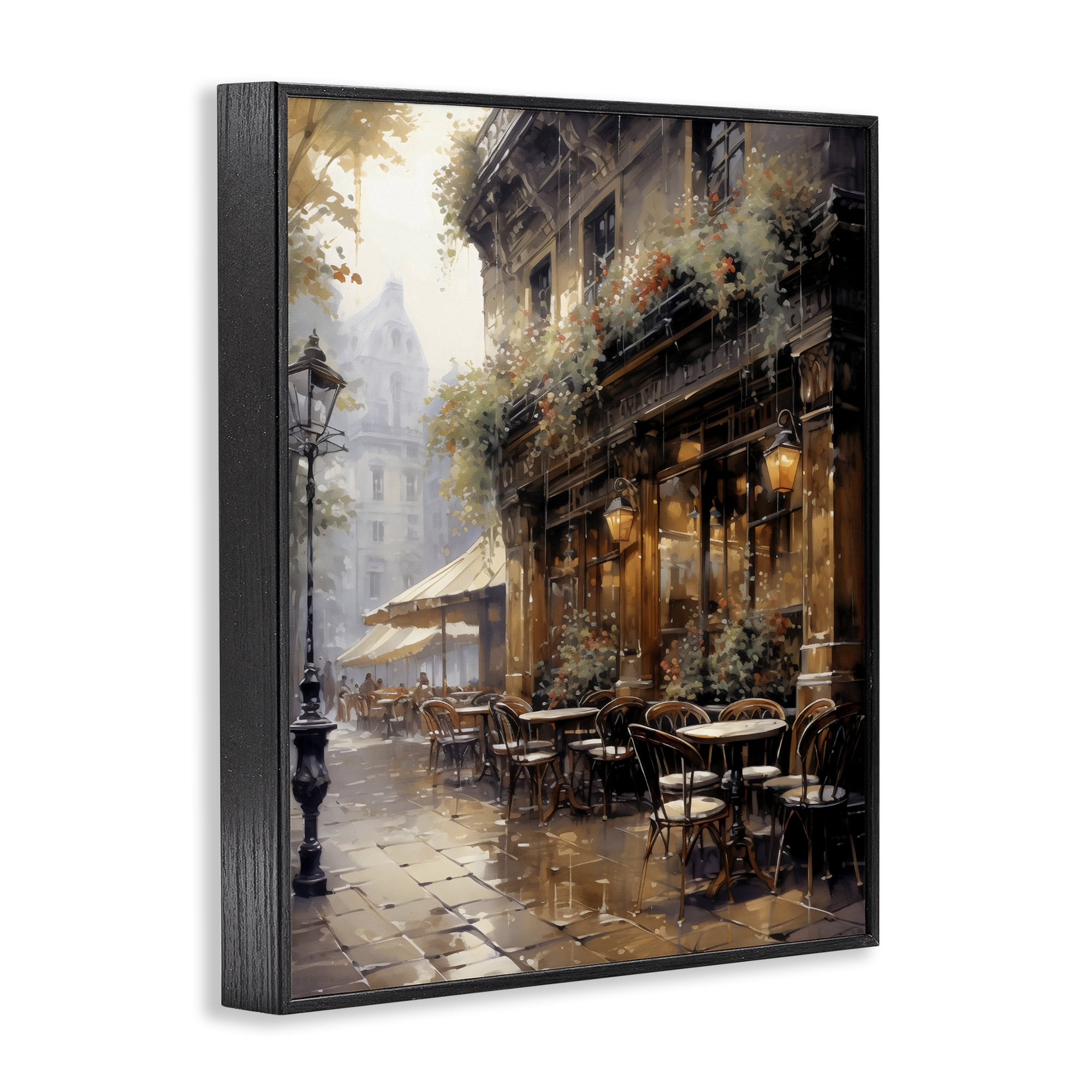 Stupell Industries Paris Street Cafe in Rain Black Framed Giclee Art, design by Creative Studio