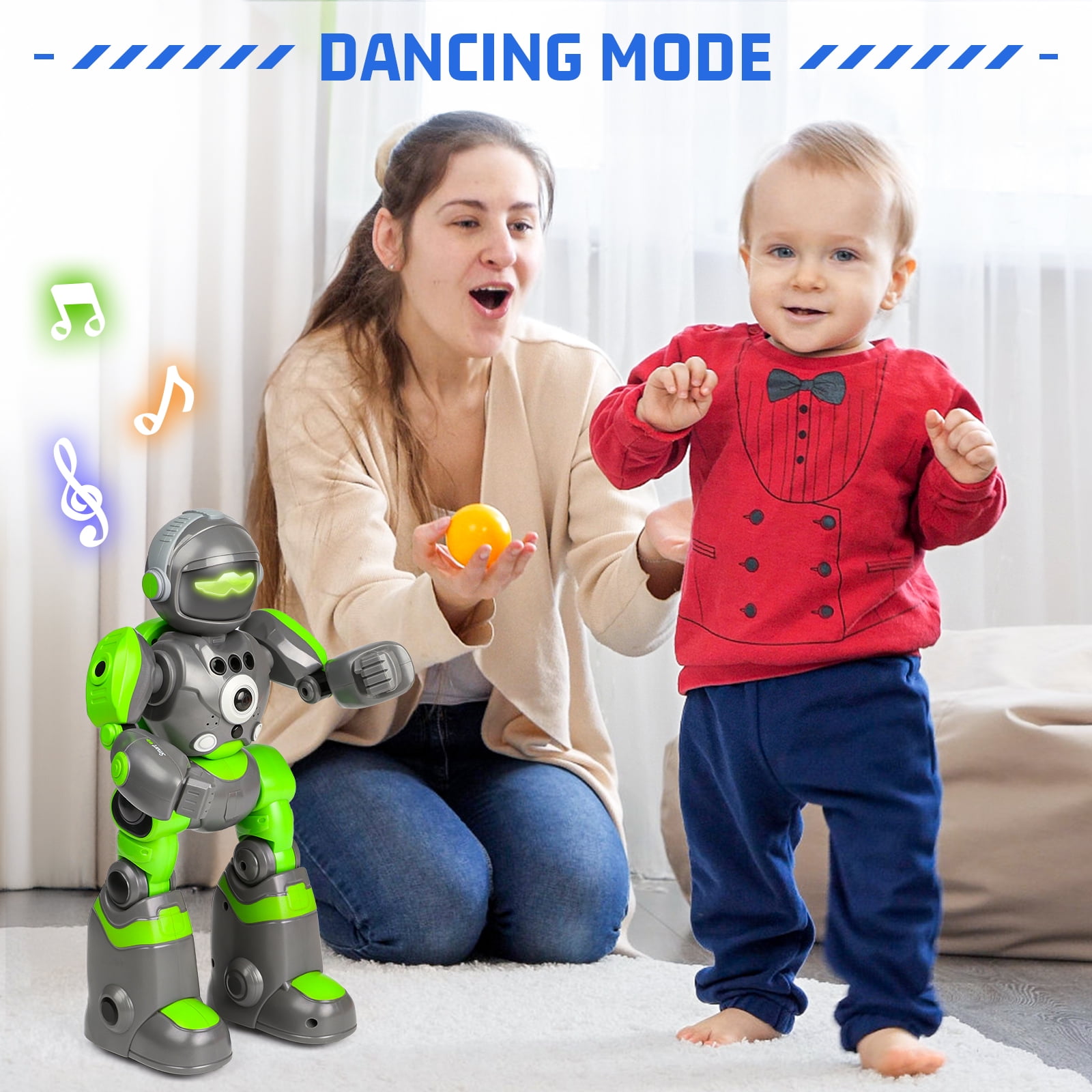 HopeRock RC Robot Toys for Kids, Gesture & Sensing Programmable Remote Control Smart Robot, Birthday Gift for Boys Girls Age 3 4 5 6 7 8+ Year Old(Green)