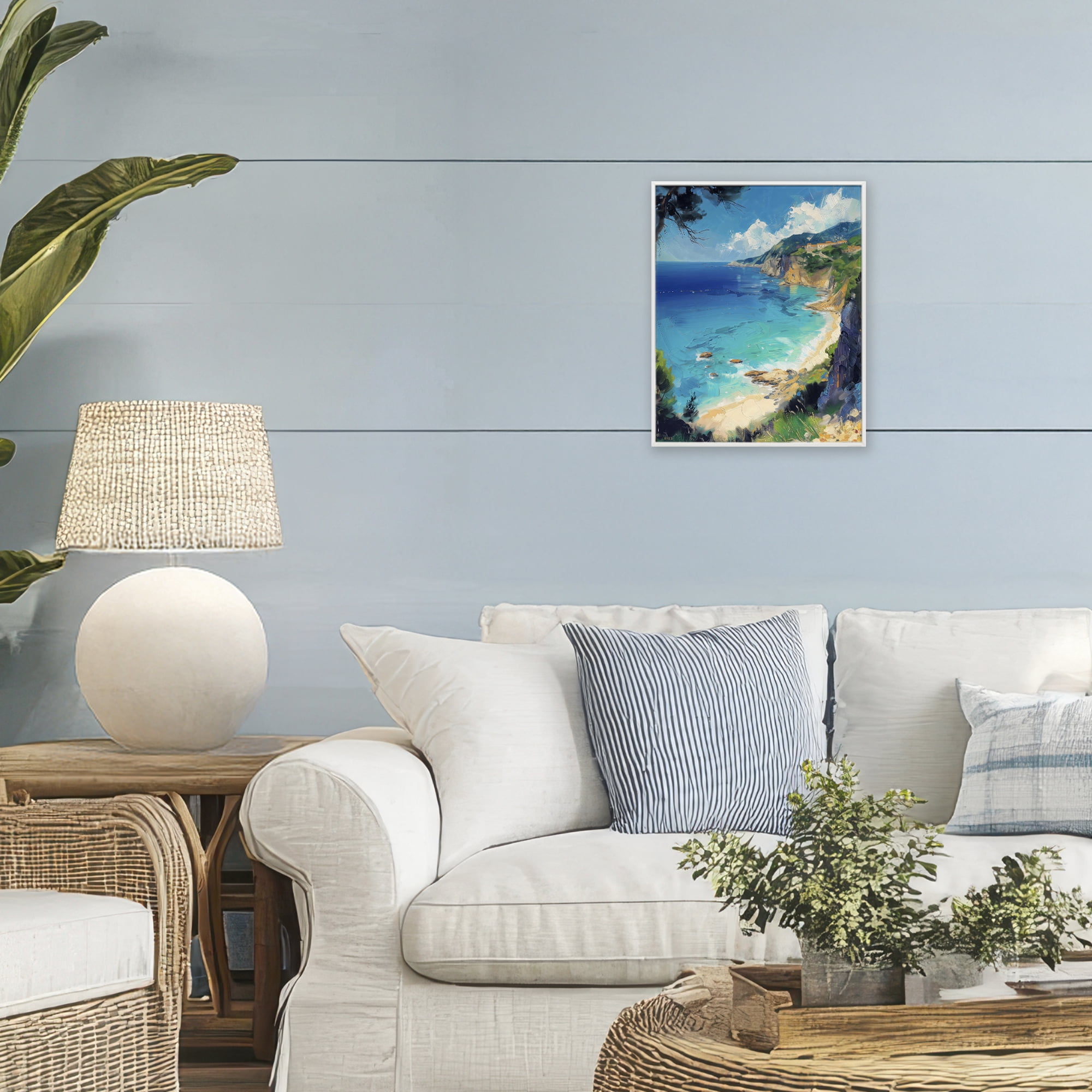 Stupell Industries View of Ocean Retreat White Framed Giclee Art, design by Creative Studio