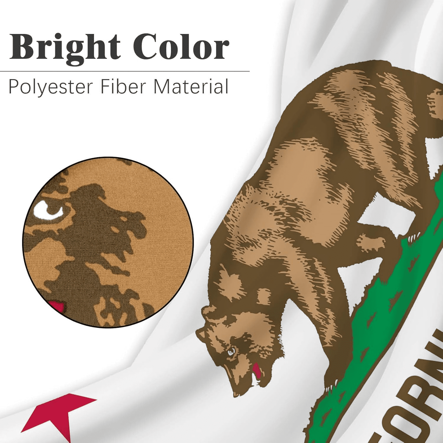 California Republic State Flag 3x2 Outdoor Double Sided California Bear Flags CA State Flag State of California Flags Polyester with 2 Brass Grommets Decor for Indoor Outside Wall Room