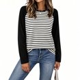 thumbnail image 5 of VBVC Women's Striped Raglan Sleeve Long Sleeve Top , Ladies' Color Block Crew Neck Shirt , Casual Baseball Tee Pullover For Women, S-2XL, 5 of 7