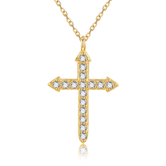 14k Gold Cross Necklace for Women Dainty 14k Solid Yellow Gold Cross Pendant Necklaces Cubic Zirconia Cross Jewelry