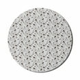 thumbnail image 1 of Birds Mouse Pad for Computers, Tweeting Little Sparrows Perching on Spriggy Twigs Vintage Pattern, Round Non-Slip Thick Rubber Modern Gaming Mousepad, 8" Round, Seal Brown and Pale Grey, by Ambesonne, 1 of 2