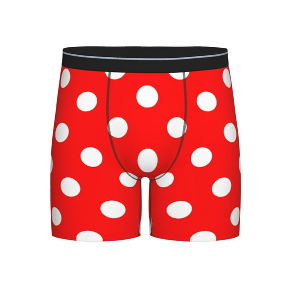 Men Polka Dot Red Boxer Briefs Moisture Wicking Funny Boxer Shorts