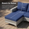 thumbnail image 3 of LAZZO 5-Piece Outdoor Conversation Set, Wicker Patio Furniture Set with Cushions and Coffee Table, Blue, 3 of 11