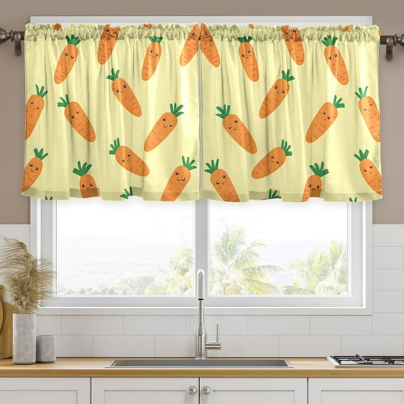Ryvnso Cute Carrot Curtains Sets Short Curtain Rod Pocket Half Window Cafe Farmhouse Tier 2 Panels 57"W x 24"L