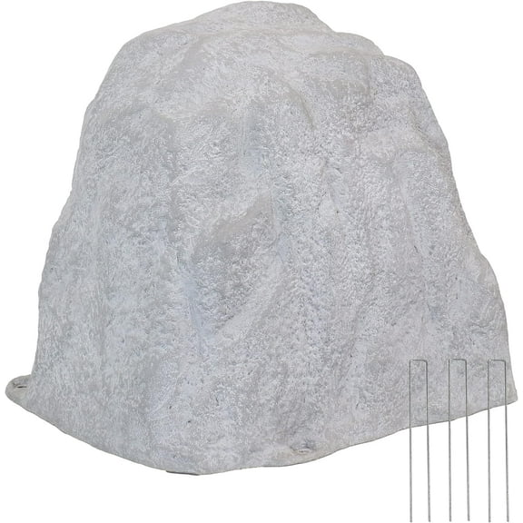 21.5” H Polyresin Faux Landscape Rock Cover - Lightweight Fake Rock Well Pump Cover for Outside - Gray