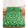 thumbnail image 2 of Cal.King Size Fitted Sheet Set - Green Flowers 3 Piece Bedding Sets 16" Deep Pocket Fitted Sheet with 2 Pillowcases, Nature Farmhouse Botanical Wild Floral Brushed Microfiber Hotel Luxury Bed Sheets, 2 of 9