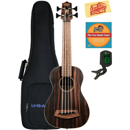 Kala U-Bass-EBY-FSRW Striped Ebony Round Wound Acoustic-Electric U-Bass Ukulele w/ Gig Bag