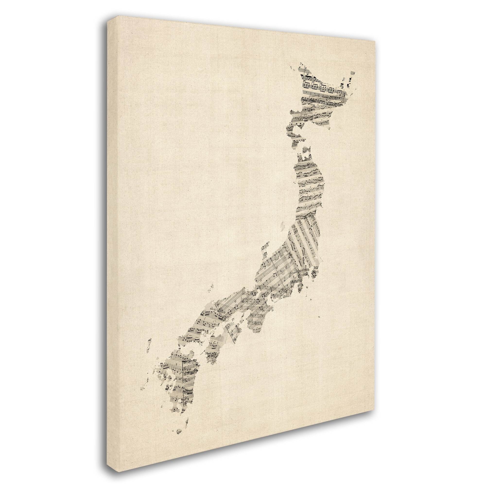 Trademark Fine Art "Old Sheet Music Map of Japan" Canvas Art by Michael Tompsett