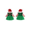 thumbnail image 6 of RUINIXCW Toddler Girl Christmas Dress Long Sleeve Tulle Dress Elf Costume with a Hat, 6 of 8