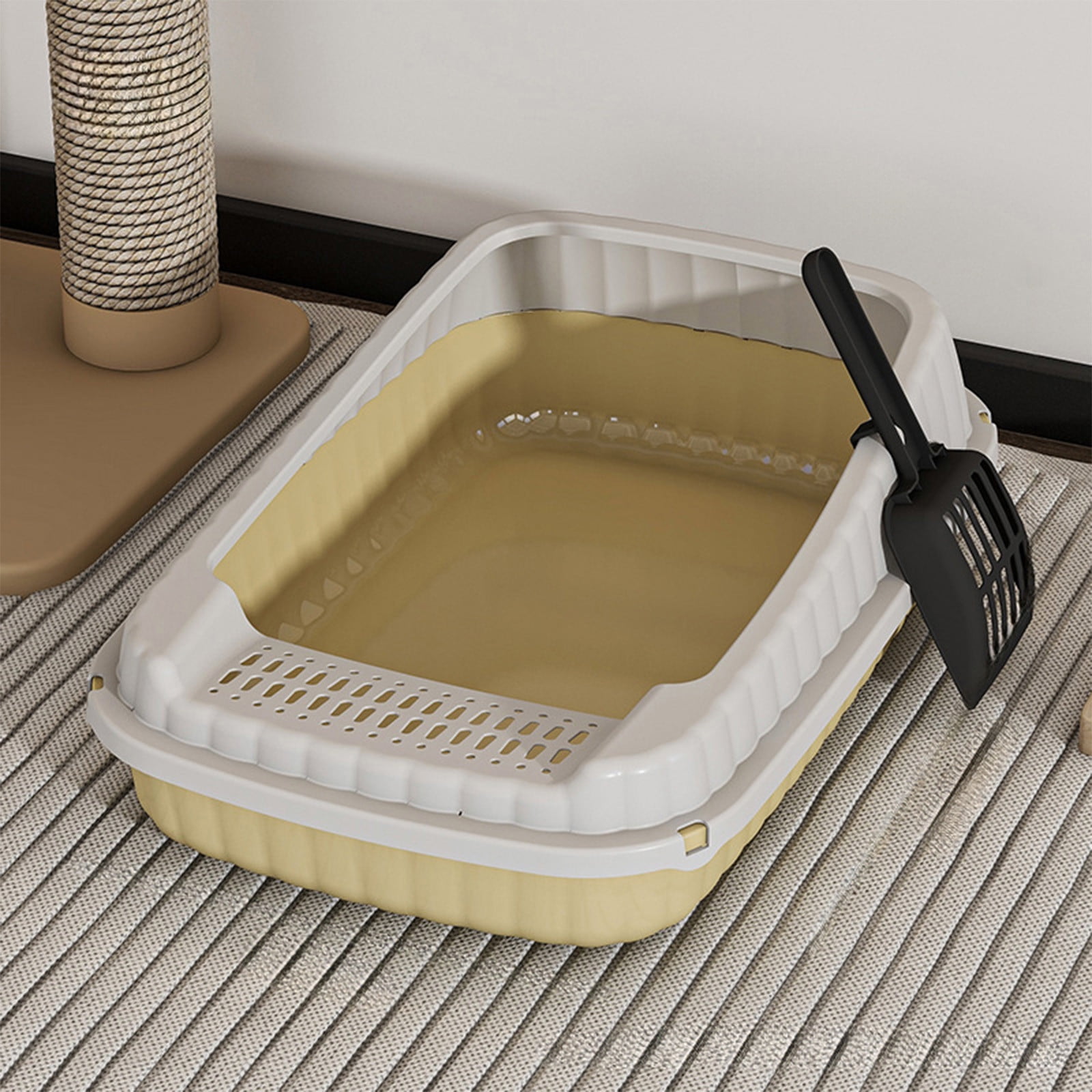 Msgweeeg Kitty Litter Box Cats Litter Boxes High Bar Litter Box with Splashs Provides Ample Space for Cats Includes Shovel for Kittens