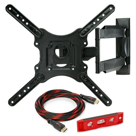 Display Wall Mounting Kit - Full Motion TV Wall Mount Monitor Bracket for 32-52 Inch LED, LCD and Plasma Flat Screen Displays up to VESA 400x400. Universal Fit, Swivel, Tilt, Articulating with 10’ HDMI Cable