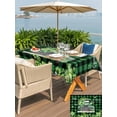 thumbnail image 4 of Outdoor Tablecloth with Umbrella Hole and Zipper, St. Patrick's Day Rectangle Table Cloth 60x102 Inch Waterproof Tablecloth, Spring Green Truck Clovers Flowers Plaid Picnic Table Cover for Patio, 4 of 7