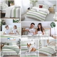 thumbnail image 6 of Sage Green Grey Striped Bedding 3 Piece Duvet Cover Set California King, Farmhouse Sage Green Stripes Soft Microfiber Comforter Cover with Zipper Closure & Pillowcases, FadeResistant Quilt Cover, 6 of 9