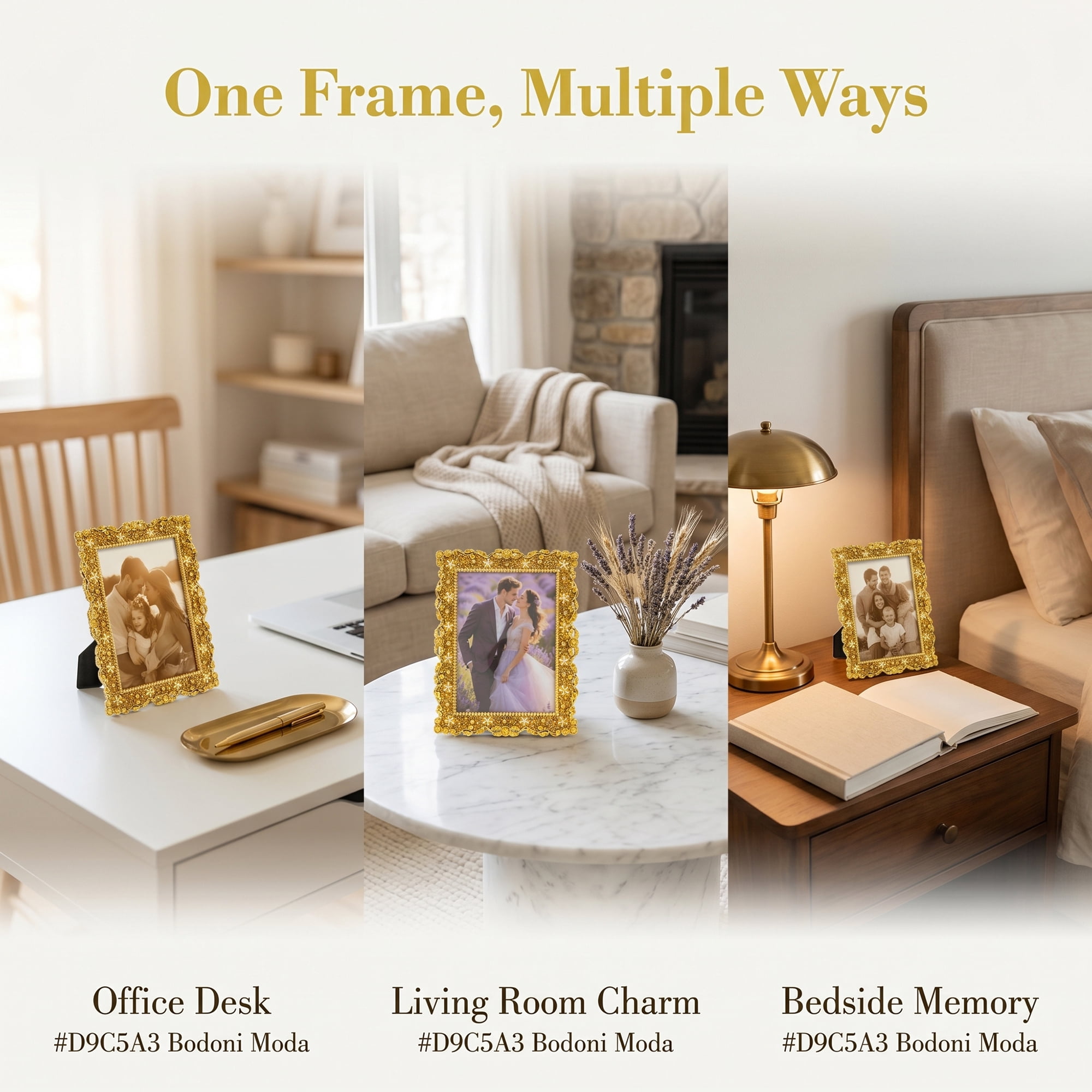 Unique Bargains Resin Picture Frame Vintage Flower Photo Frame for Display Gold 5" x 7"
