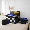 thumbnail image 5 of Erosebridal Speed Sports Bedding Full Size, Blue Yellow Car Bed Set, Black White Geometry Reversible Bed in a Bag Full size, Ultra Soft Room Decorative, 7pcs, 5 of 7