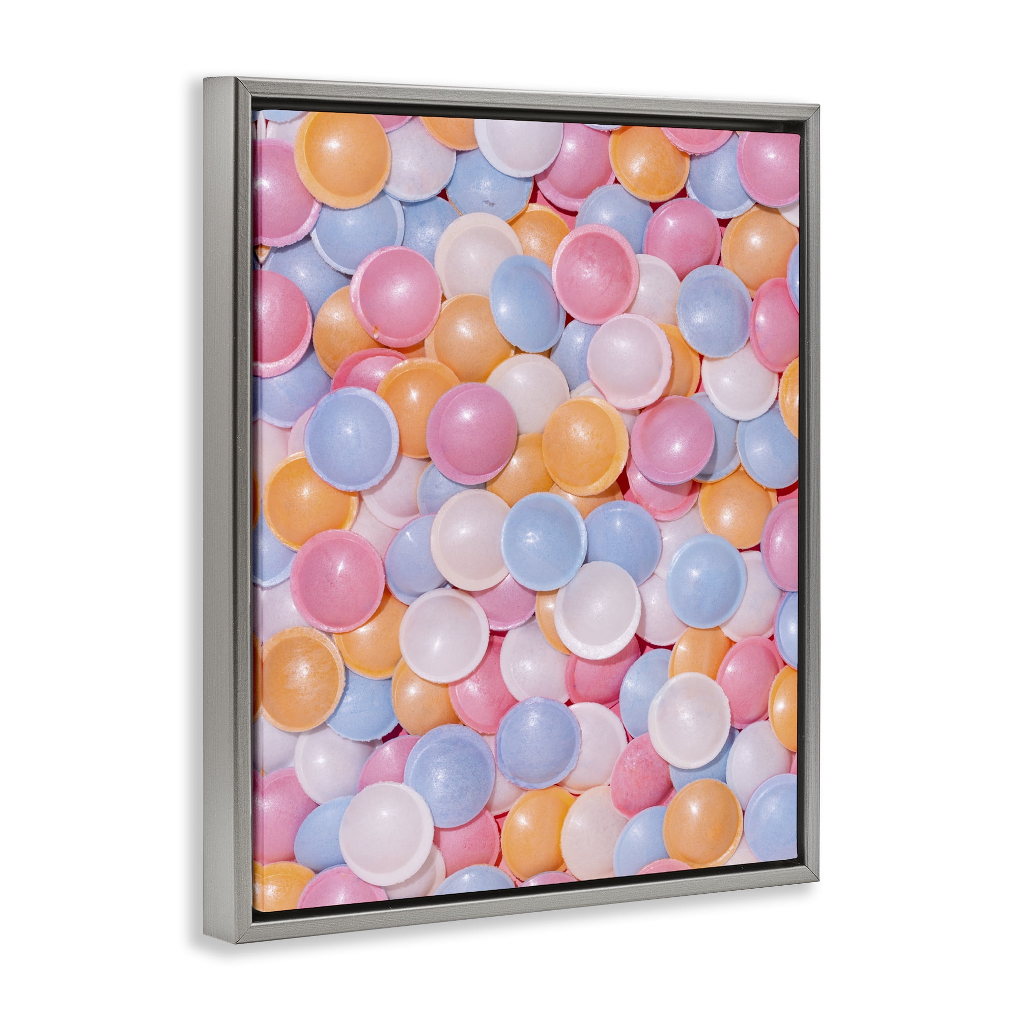 Stupell Industries Retro Pastel Candies Gray Framed Floater Canvas Wall Art, design by LISH Creative