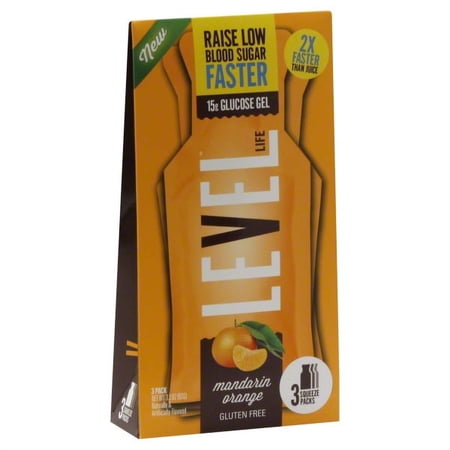 Level Life Mandarin Orange Fast Acting Glucose Gel, 3 count, 3.3 oz