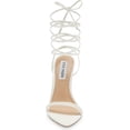 thumbnail image 4 of Steve Madden Flamin White Ankle Tie Lace Wrap Around Stiletto Open Toe Sandals (9.5, WHITE), 4 of 6
