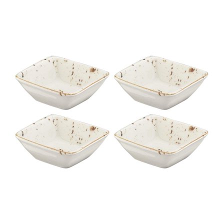 Grain 3.5" x 3.5" x h:1.25" 1 oz. Square Decorated Porcelain Ramekin (Set of 4)