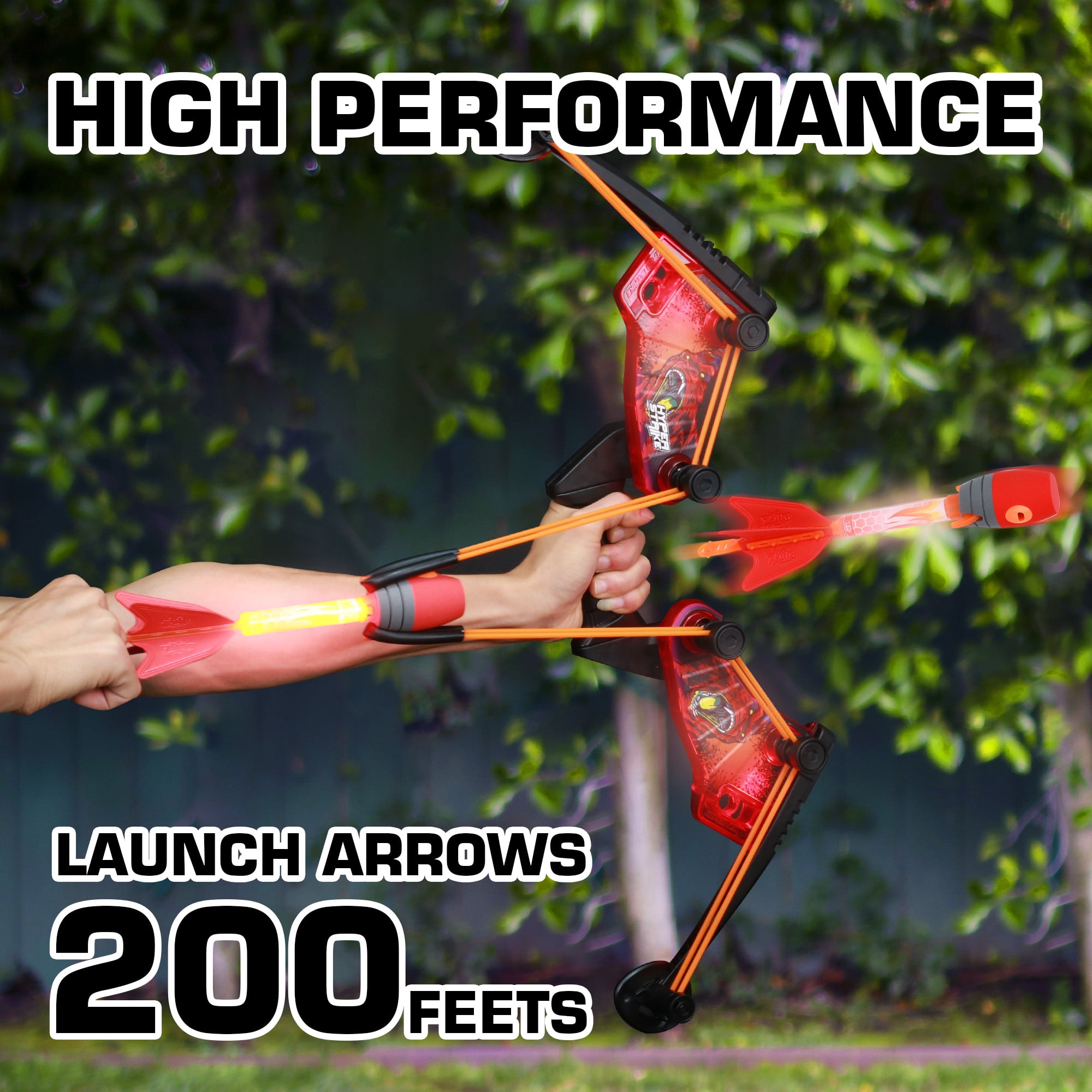HyperStrike FireTek Bow Archer Pack, Light Up Bow and Light Up Zonic Whistle Arrows