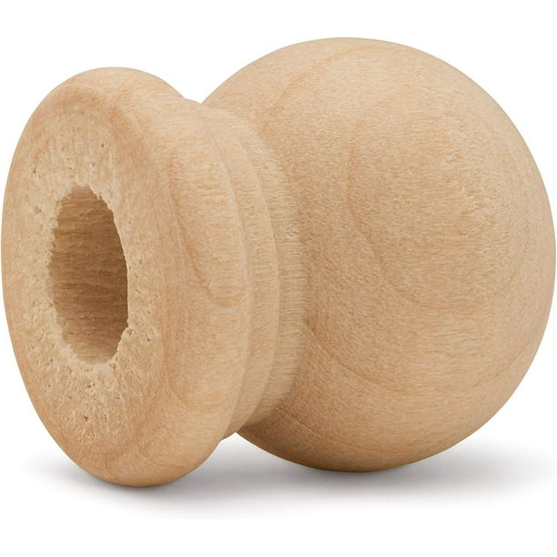 Unfinished Wood Finials Decor 3/4” Curtain Rod Flagpole Topper Pack Of