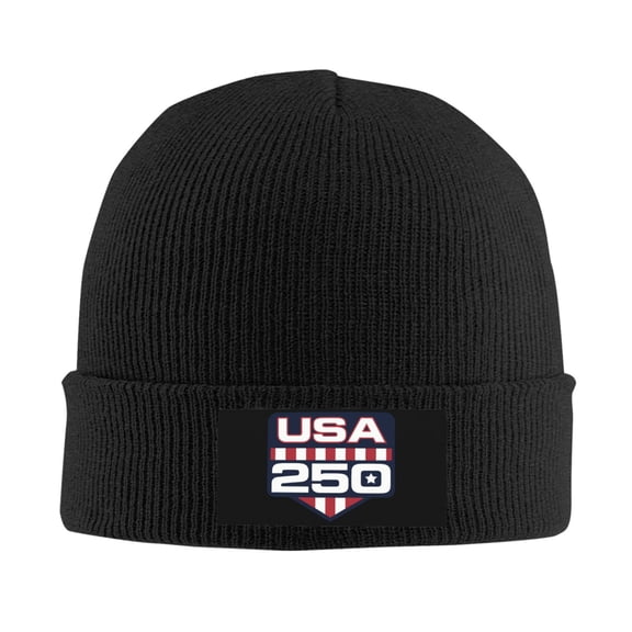 Usa 250th Anniversary Shield Logo Men Women Knitted Hat Adult Knit Beanie For Fall Winter Knit Hat Cap Slouchy Knitted Skull Cap