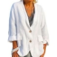 thumbnail image 1 of Enwejyy Womens Summer Cotton Linen Button Turn-down Collar Half Sleeve Basic Blouse Top, 1 of 4