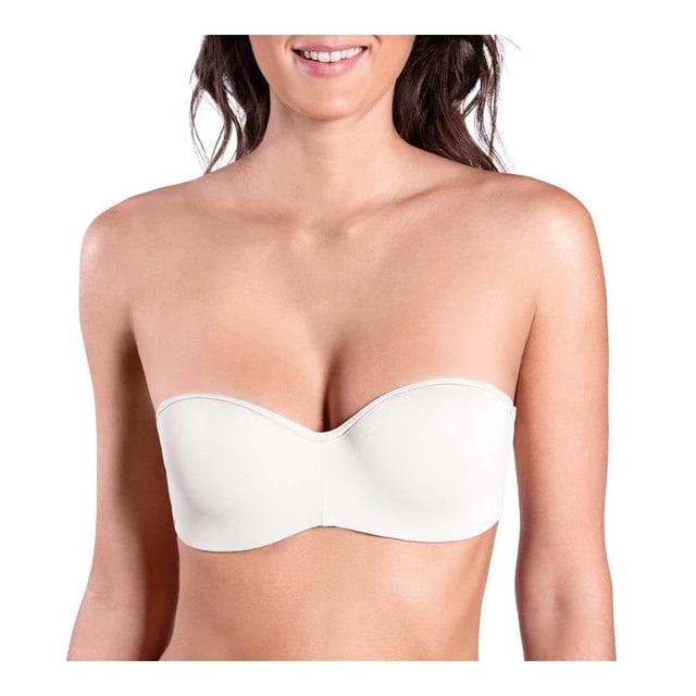 Brasier Fruit of the Loom para Mujer, Liso Brasier Strapless en Microfibra Blanco Talla 34B