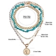 thumbnail image 5 of Yesbay Boho Layered Turquoise Necklace Pearl Beaded Paperclip Metal Chain Necklace Circle Choker Necklace Jewelry for Women, 5 of 7