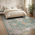 thumbnail image 3 of ODIKA 8'x10' Washable Area Rug Accessories Vintage Farmhouse Distressed Border Vanity Decorations for Dining Room, Large Office, Lounge, Non-Slip Chair-Friendly Mat, 3 of 7