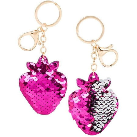 Flip Mermaid Sequin Strawberry Keychain Party Favors Party Supplies (12 pack)