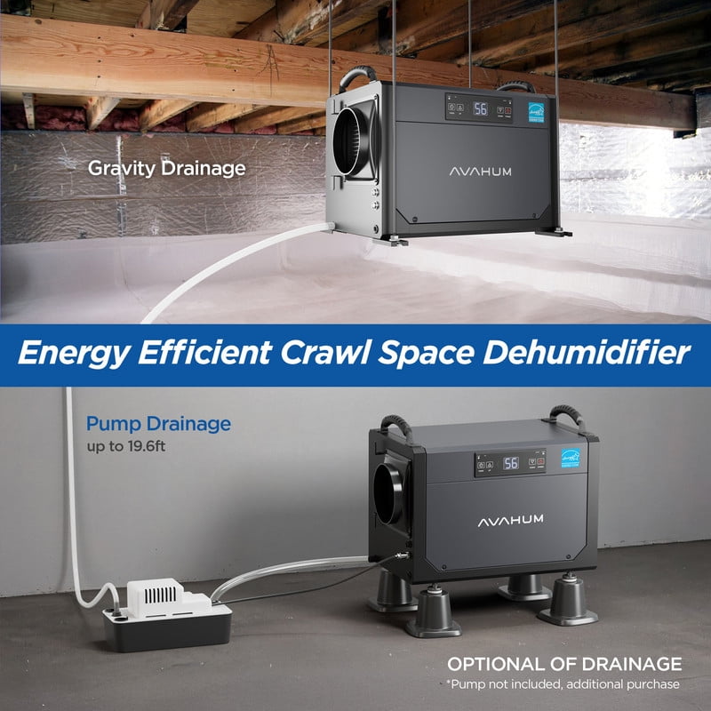 120 pt. 1700 sq. ft. Bucketless Commercial Dehumidifier in Gray, Remote Control
