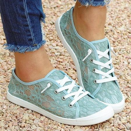 

Womens Fashion Lace Low-cut Canvas Shoes One-foot Lazy Version Casual Flat Shoes
