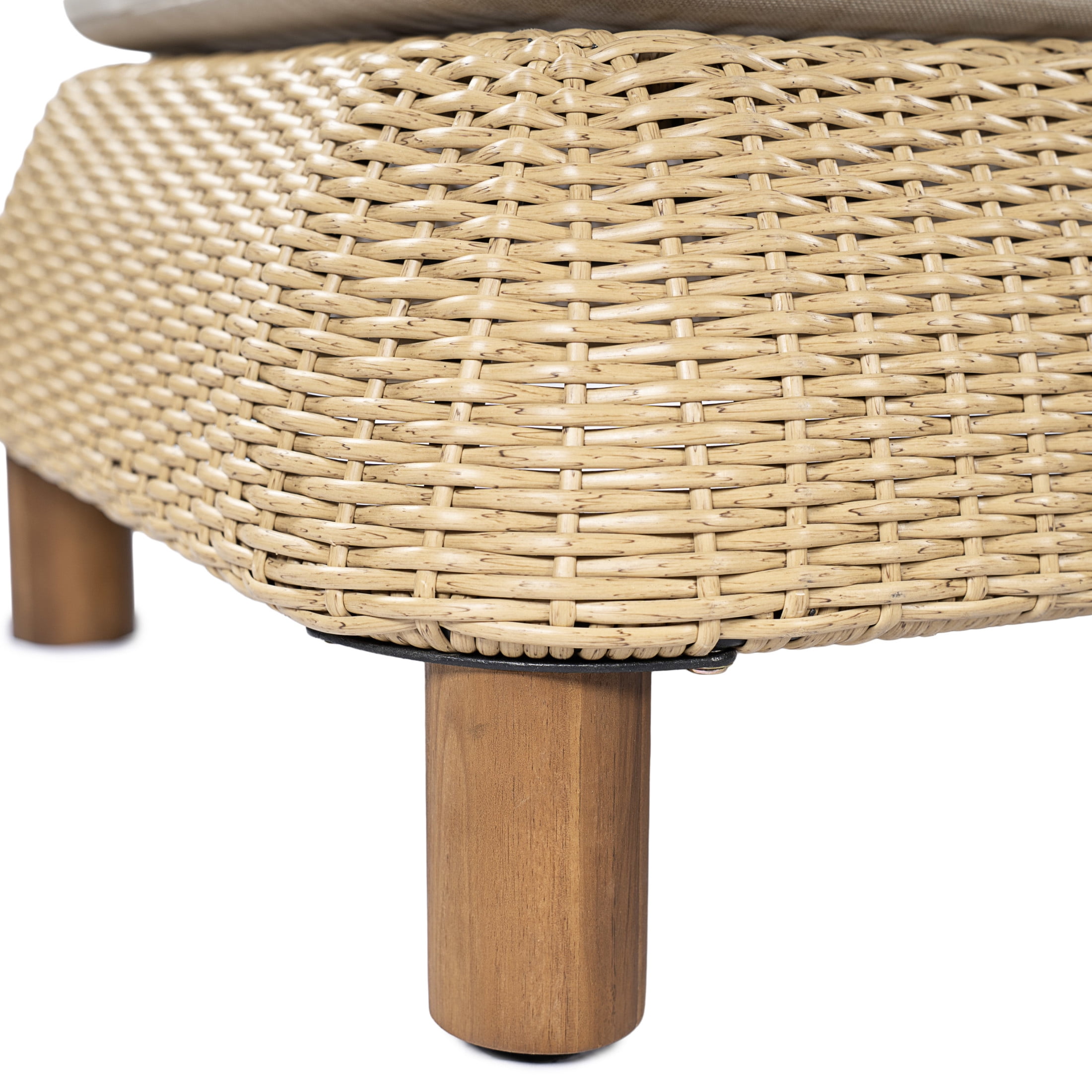 Christopher Knight Home Outdoor Adjustable Chaise Lounge Chair, Wicker Recliner with Cushion, Natural + Beige