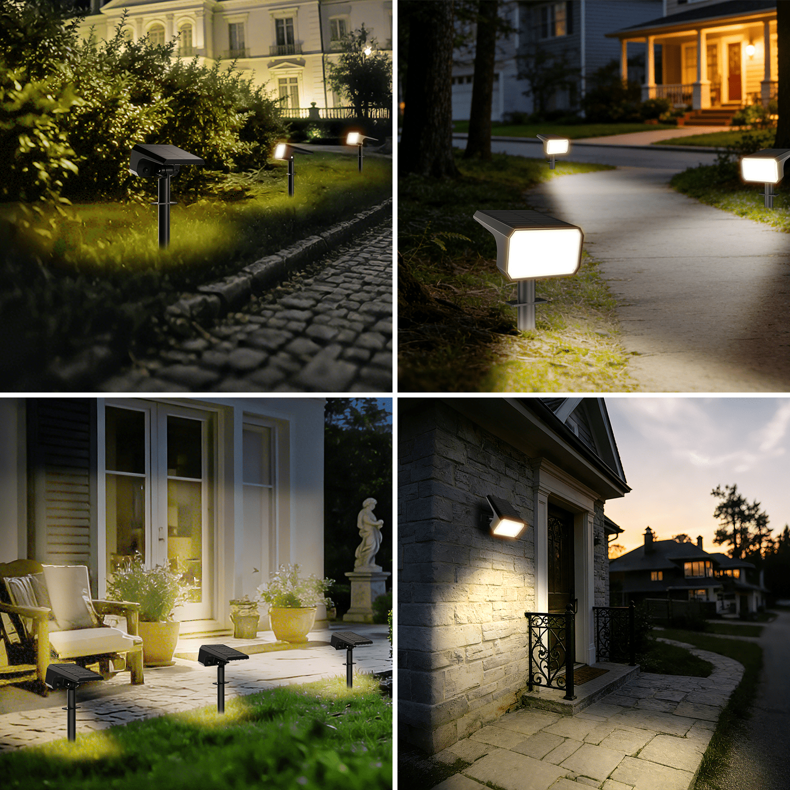 Nacinic Solar Spot Lights Outdoor [10 Pack, 108 LEDs, IP67] - 4 Modes & Auto On/Off. High-Brightness Warm White Landscape Lights for Yard, Patio, Pathway.