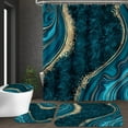 thumbnail image 3 of 4PCS Teal Blue Gold Marble Bathroom Sets with Shower Curtain and Rugs, Abstract Gold Shower Curtain Sets with Rugs for Bathroom, Modern Bathroom Curtains Shower Set Accessories, 3 of 6