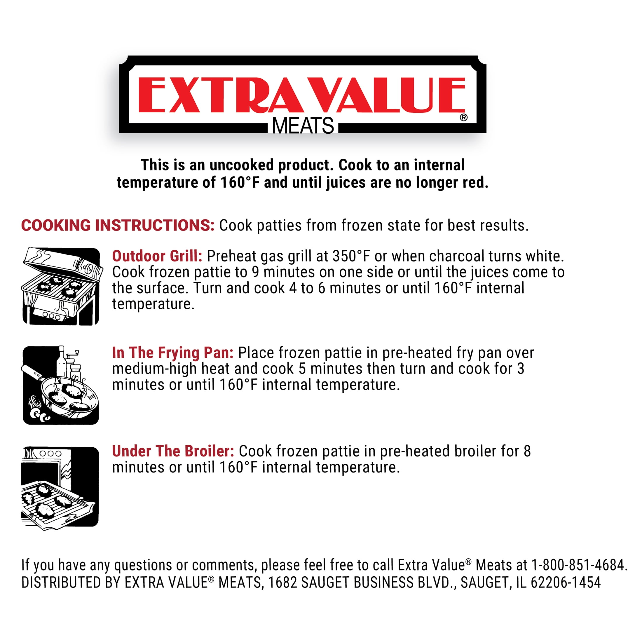 Extra Value Quarter Pound Beef Patties, 20 Count, 4oz Patties, 5lb, Dairy-Free, (Frozen)