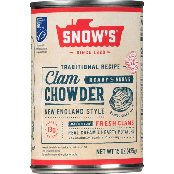 Snow's Traditional Recipe New England Style Clam Chowder Ready to Serve  15 oz