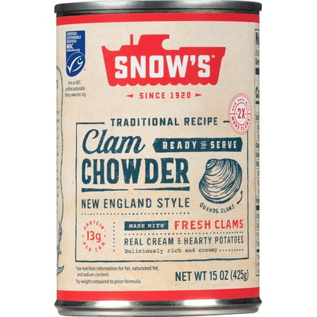 Snow's Traditional Recipe New England Style Clam Chowder Ready to Serve 15 oz