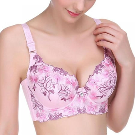 

Push Up Bra Adjusted-strap Bra Full-coverage Bra Embroidery Floral Bra Padded Lingerie Underwire Bralette Women Underwear