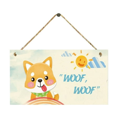 

Veki Wooden Sign Dog Tag Rectangular Wood Decoration Pet Slogan Pendant Decoration Valentines Day Wall Decorations