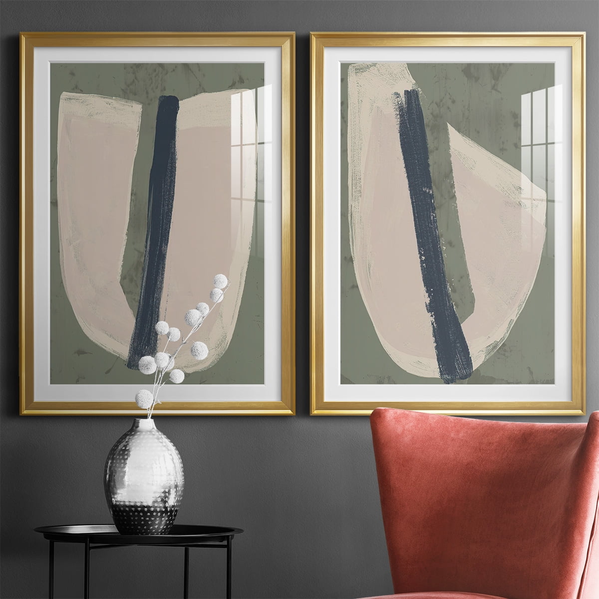 Wexford Home Paper Slice III Premium Framed Print, 26.5" x 36.5" - Ready to Hang, Gold (Set of 2)