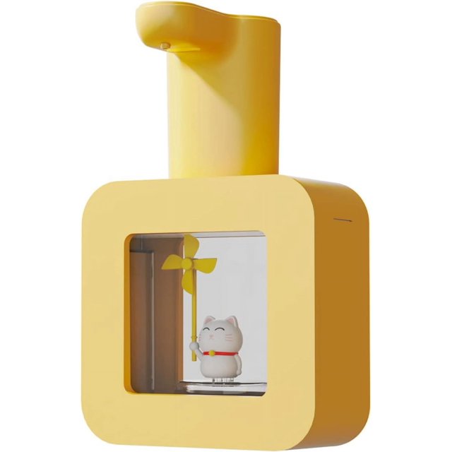 Dispensador automático de jabón con sensor, dispensador de jabón espumoso sin contacto para niños, iluminación suave y cálida, máquina de líquido para lavar manos impermeable para mascotas de dibujos