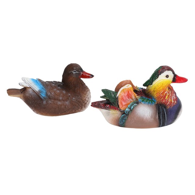2 Pcs Statue de Canard Mandarin Flottant, Sculpture Décorative en Résine pour Jardin Extérieur Étang