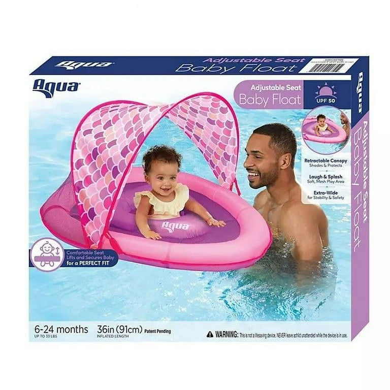 Aqua Inflatable Baby Float with Adjustable Seat, Retractable Sun