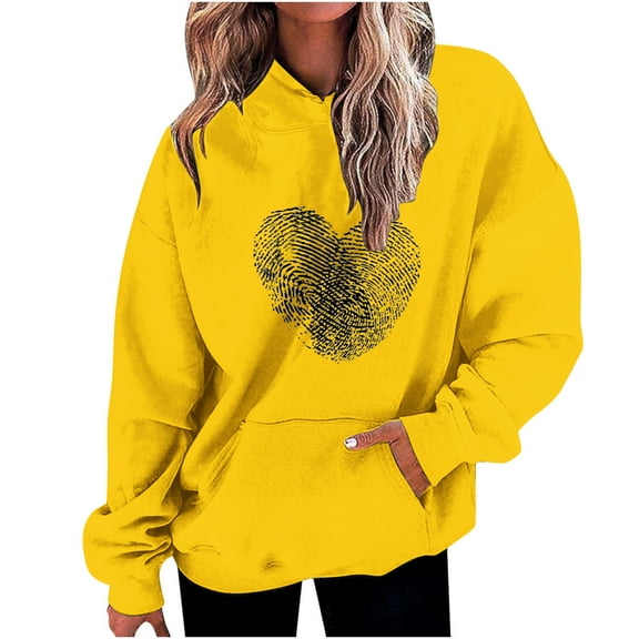 Lmnyox Valentine's Sweatshirts for Women Oversized Fashion Heart Graphic Hoodies Spring Holiday Gift Pullover Tops